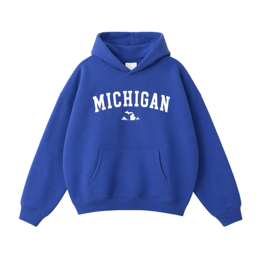 Collection 9 Michigan Oversize Fleeced Hoodie - Klein Blue front