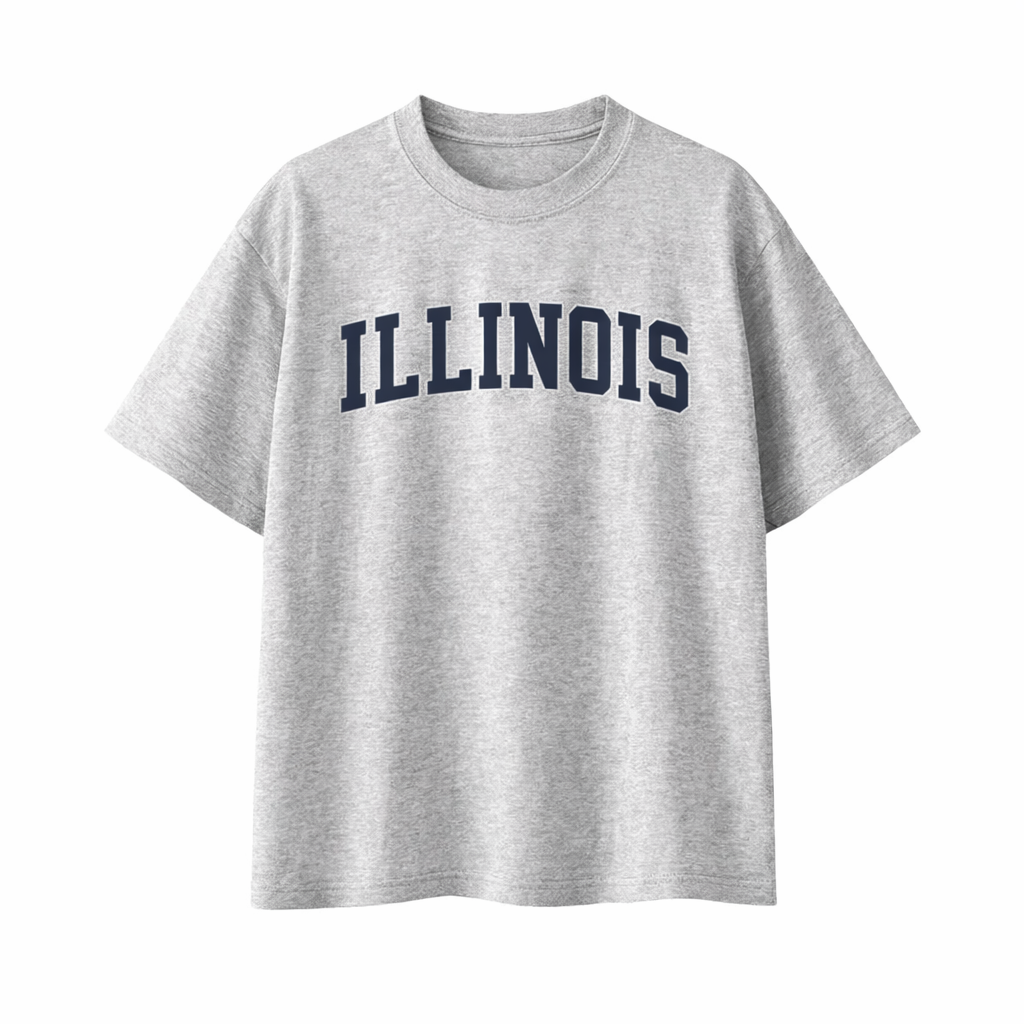 Collection 1 Illinois Essential Cotton T-Shirt - White Gray front