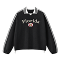 Collection 6 Florida Contrast Striped Lapel Collar Sweatshirt - Black front