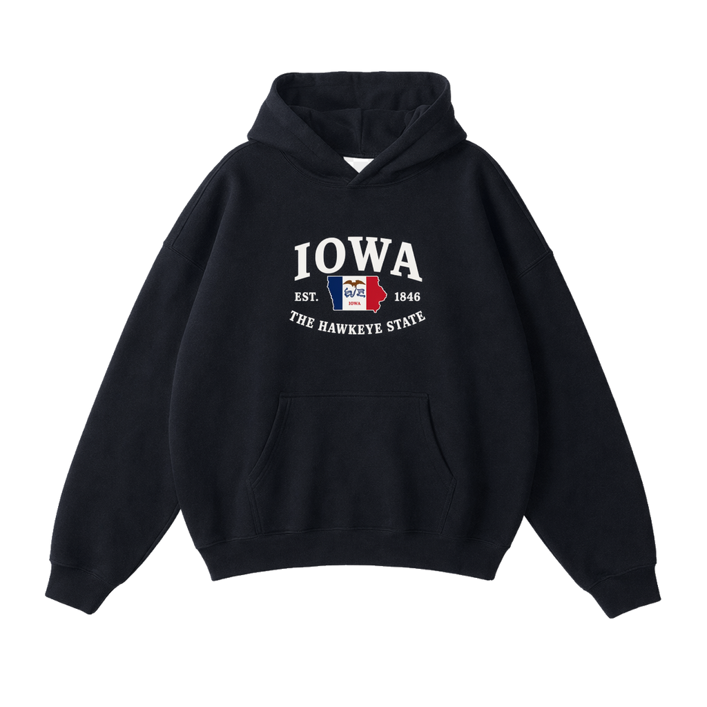 Collection 8 Iowa Oversize Fleeced Hoodie - Black front