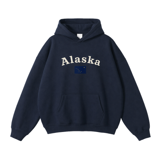 Collection 6 Alaska Oversize Fleeced Hoodie - Navy Blue front