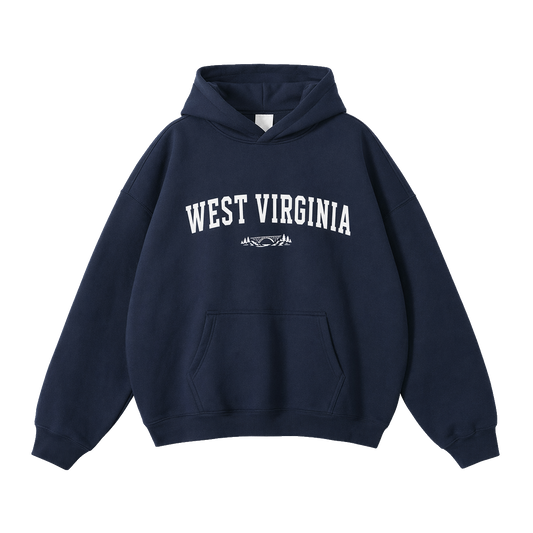 Collection 9 West Virginia Oversize Fleeced Hoodie - Navy Blue front