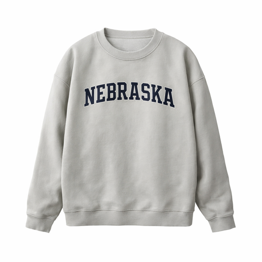 Collection 1 Nebraska Essential Heavyweight Crewneck Sweatshirt - Gray front