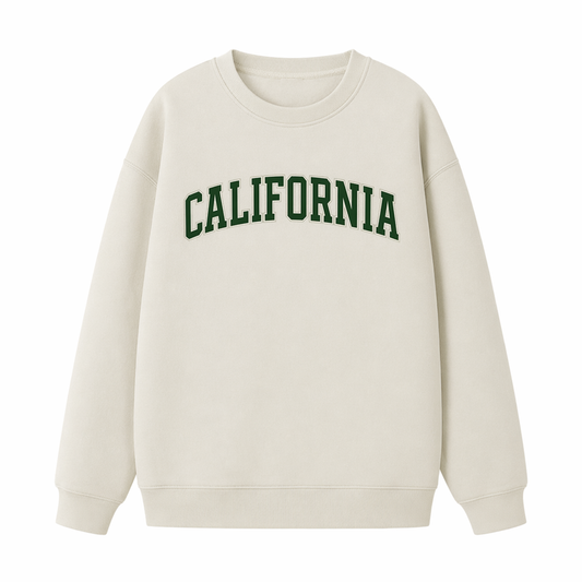 Collection 1 California Essential Heavyweight Crewneck Sweatshirt - Cream front