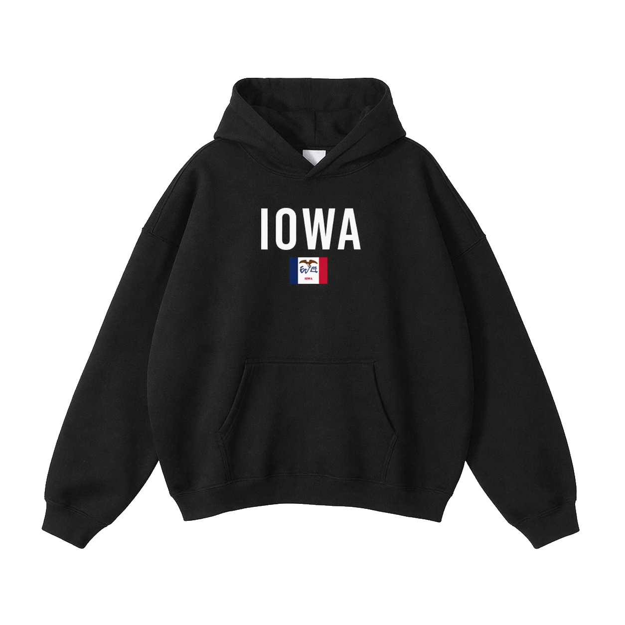 Collection 7 Iowa Oversize Fleeced Hoodie - Black front