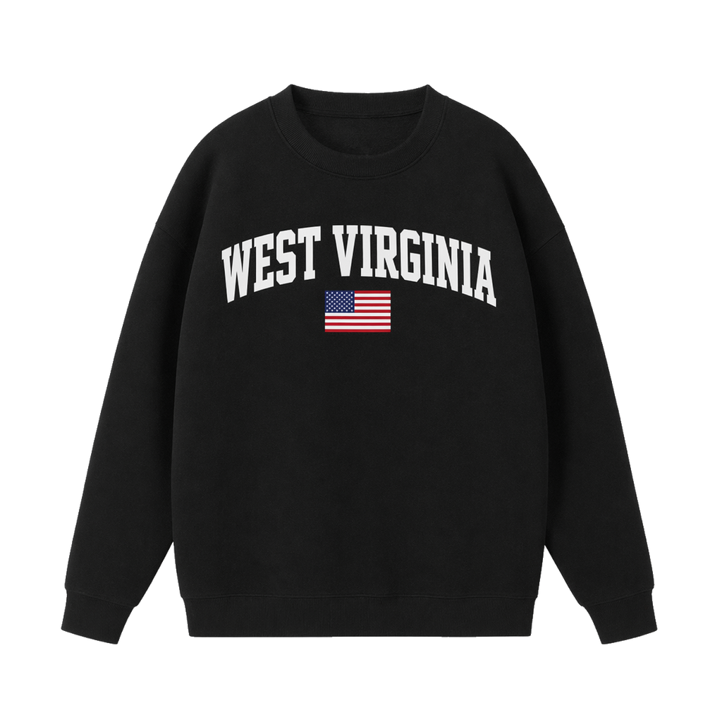 Collection 2 West Virginia Essential Heavyweight Crewneck Sweatshirt - Black front