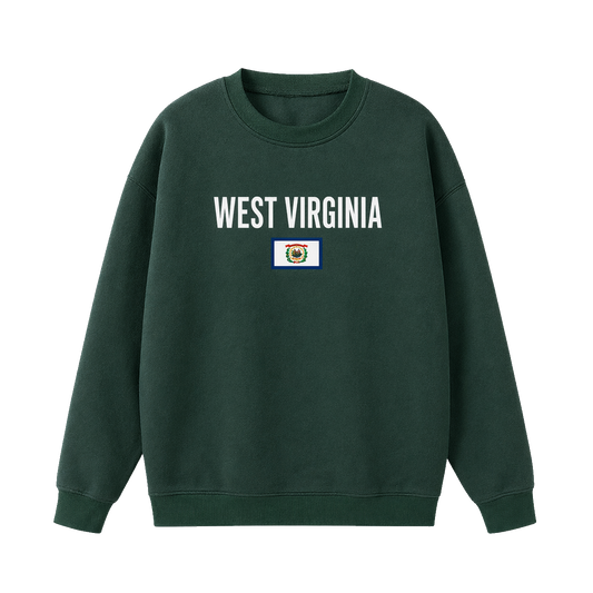 Collection 7 West Virginia Essential Heavyweight Crewneck Sweatshirt - Dark Green front