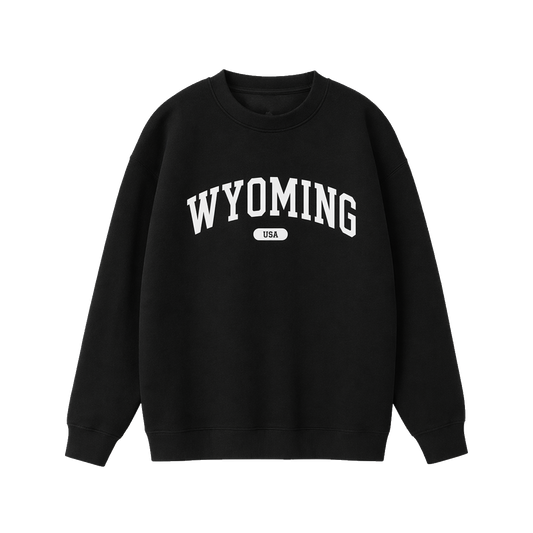 Collection 4 Wyoming Essential Heavyweight Crewneck Sweatshirt - Black front