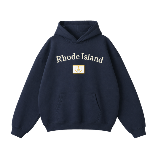 Collection 6 Rhode Island Oversize Fleeced Hoodie - Navy Blue front
