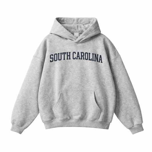 Collection 1 South Carolina Oversize Fleeced Hoodie - Flower Gray front