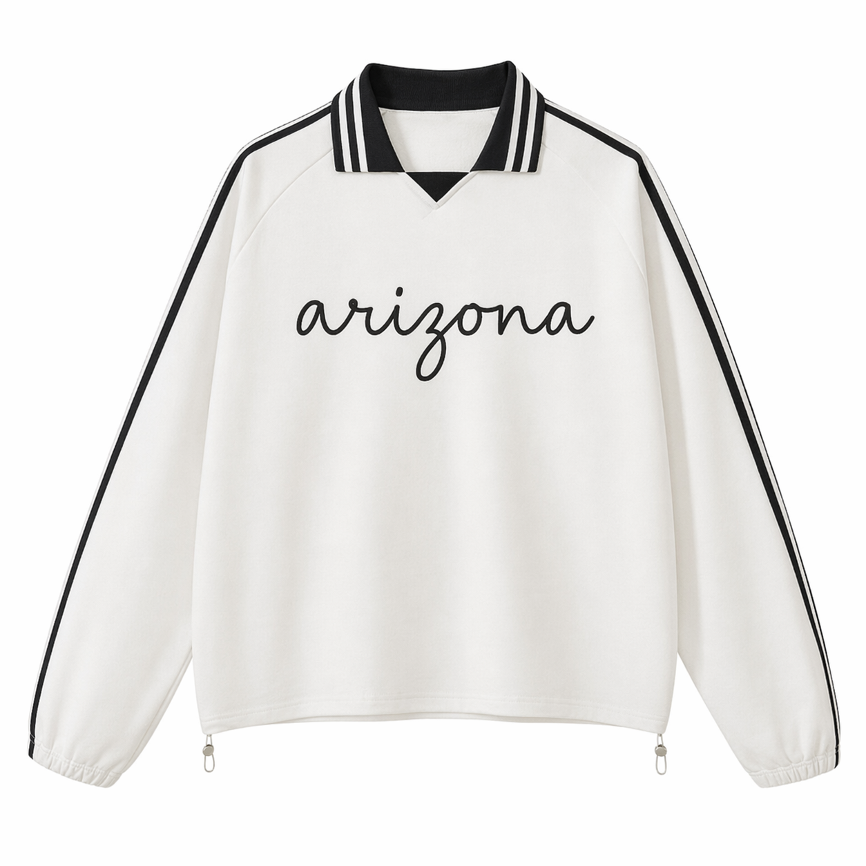 Collection 3 Arizona Contrast Striped Lapel Collar Sweatshirt - White front