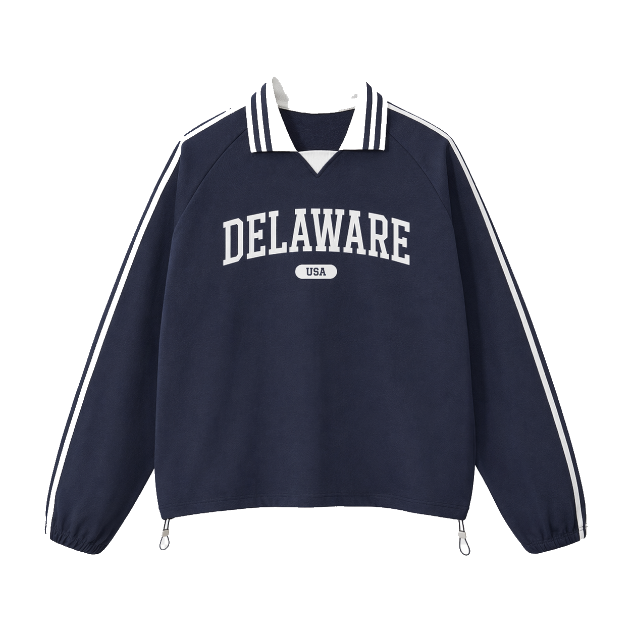 Collection 4 Delaware Contrast Striped Lapel Collar Sweatshirt - Royal Blue front