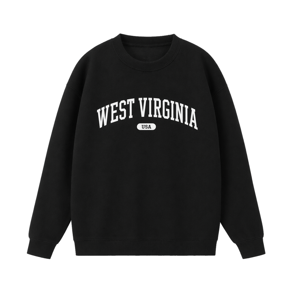 Collection 4 West Virginia Essential Heavyweight Crewneck Sweatshirt - Black front