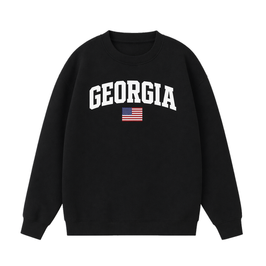 Collection 2 Georgia Essential Heavyweight Crewneck Sweatshirt - Black front
