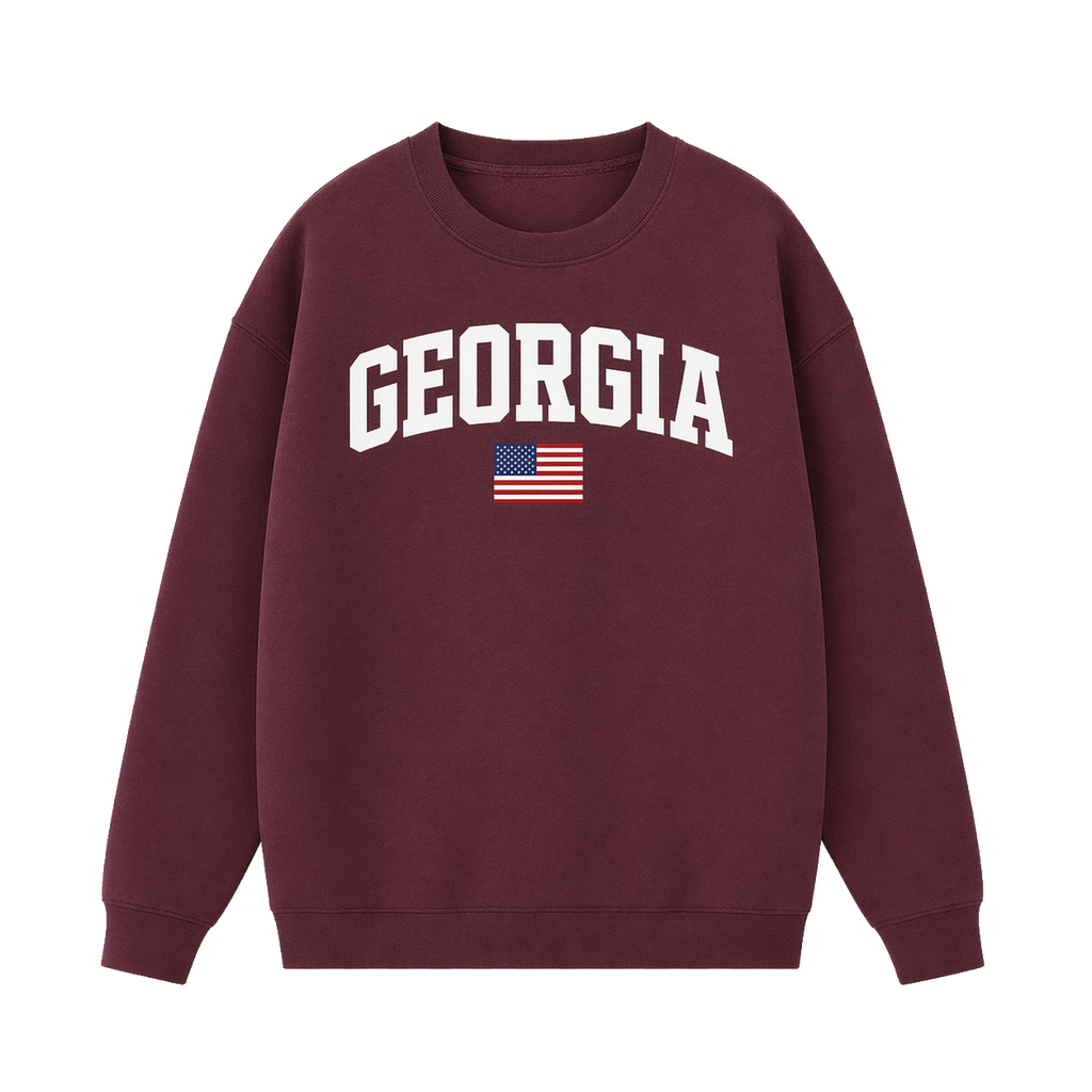 Collection 2 Georgia Essential Heavyweight Crewneck Sweatshirt - Dull Red front