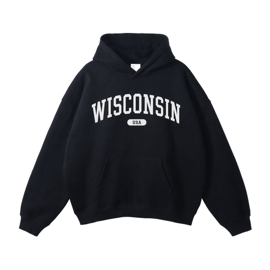 Collection 4 Wisconsin Oversize Fleeced Hoodie - Black front