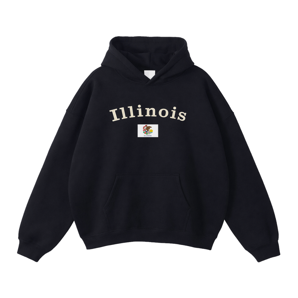 Collection 6 Illinois Oversize Fleeced Hoodie - Black front