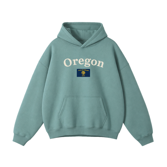 Collection 6 Oregon Oversize Fleeced Hoodie - Medium Green front