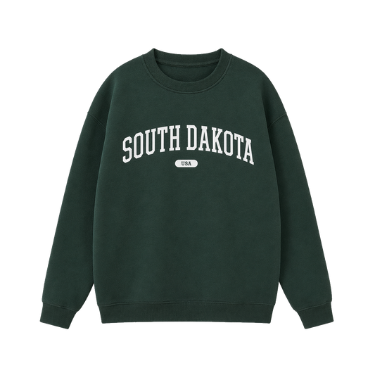 Collection 4 South Dakota Essential Heavyweight Crewneck Sweatshirt - Dark Green front