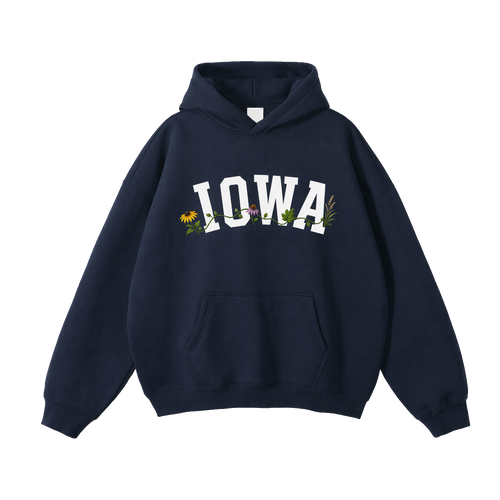 Collection 10 Iowa Oversize Fleeced Hoodie - Navy Blue front