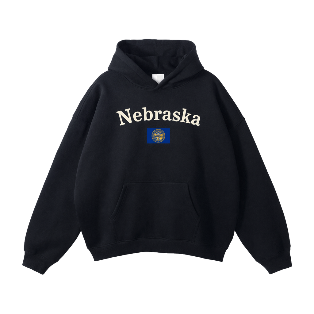 Collection 6 Nebraska Oversize Fleeced Hoodie - Black front