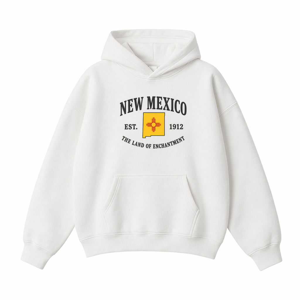 Collection 8 New Mexico Oversize Fleeced Hoodie - White front