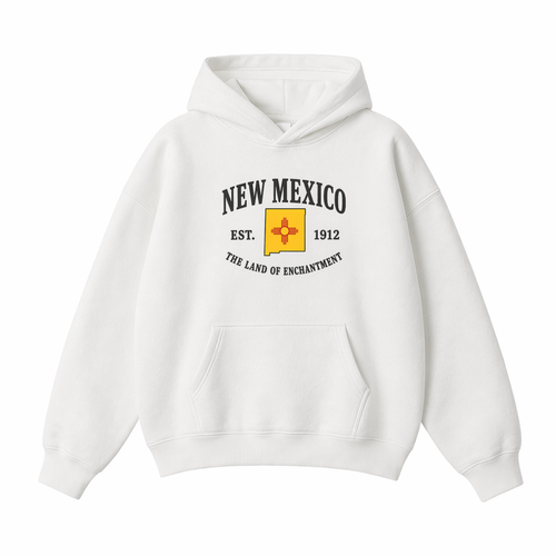 Collection 8 New Mexico Oversize Fleeced Hoodie - White front