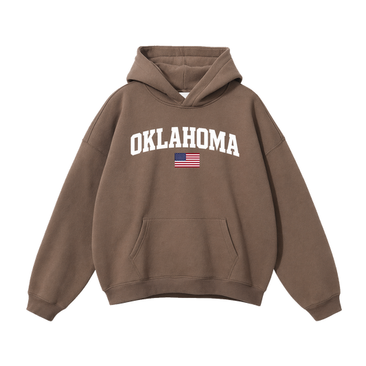 Collection 2 Oklahoma Oversize Fleeced Hoodie - Brown front
