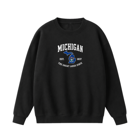 Collection 8 Michigan Essential Heavyweight Crewneck Sweatshirt - Black front