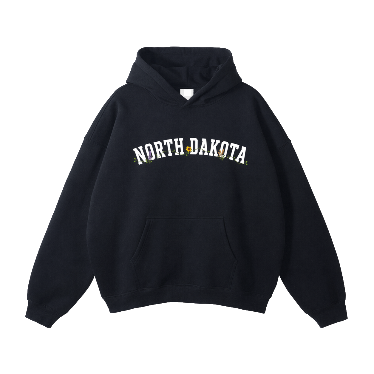 Collection 10 North Dakota Oversize Fleeced Hoodie - Black front