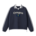 Collection 6 Oregon Contrast Striped Lapel Collar Sweatshirt - Royal Blue front
