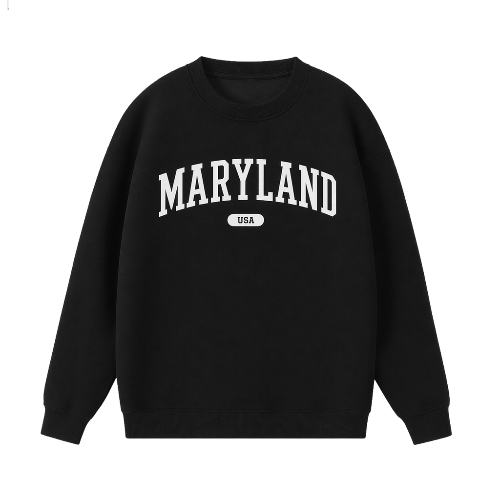 Collection 4 Maryland Essential Heavyweight Crewneck Sweatshirt - Black front