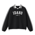Collection 9 Idaho Contrast Striped Lapel Collar Sweatshirt - Black front