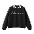 Collection 3 Delaware Contrast Striped Lapel Collar Sweatshirt - Black front