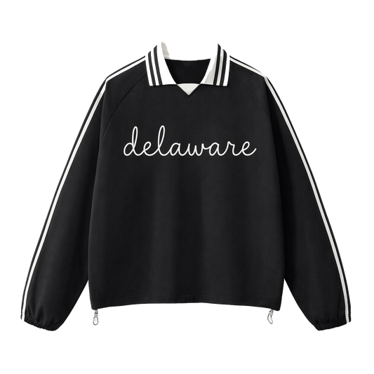 Collection 3 Delaware Contrast Striped Lapel Collar Sweatshirt - Black front