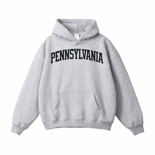 Collection 1 Pennsylvania Oversize Fleeced Hoodie - Flower Gray front