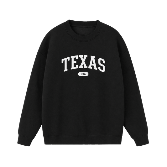 Collection 4 Texas Essential Heavyweight Crewneck Sweatshirt - Black front