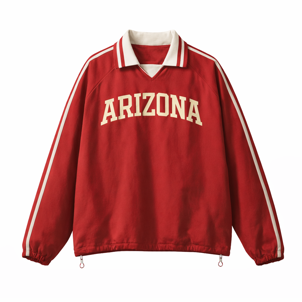 Collection 1 Arizona Contrast Striped Lapel Collar Sweatshirt - Red front