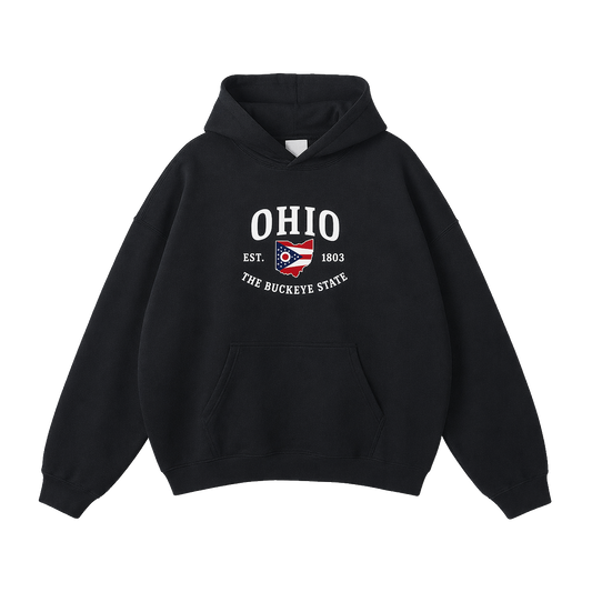 Collection 8 Ohio Oversize Fleeced Hoodie - Black front