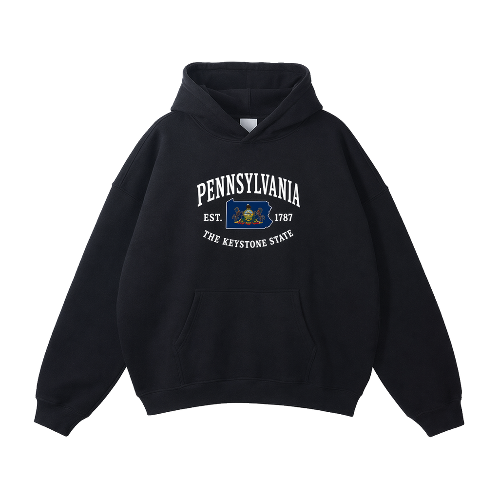 Collection 8 Pennsylvania Oversize Fleeced Hoodie - Black front