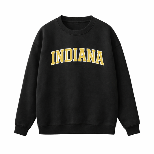 Collection 1 Indiana Essential Heavyweight Crewneck Sweatshirt - Black front