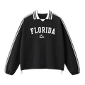 Collection 9 Florida Contrast Striped Lapel Collar Sweatshirt - Black front