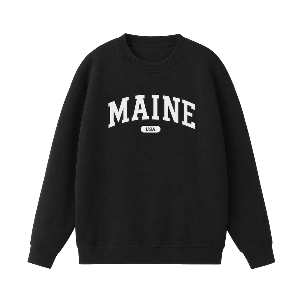 Collection 4 Maine Essential Heavyweight Crewneck Sweatshirt - Black front