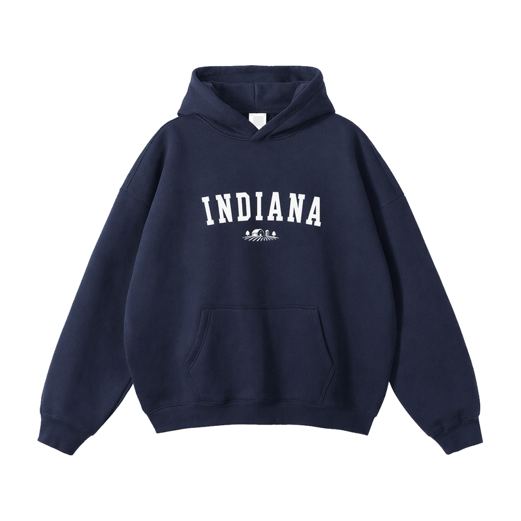 Collection 9 Indiana Oversize Fleeced Hoodie - Navy Blue front
