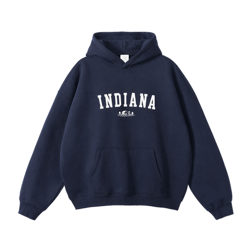 Collection 9 Indiana Oversize Fleeced Hoodie - Navy Blue front