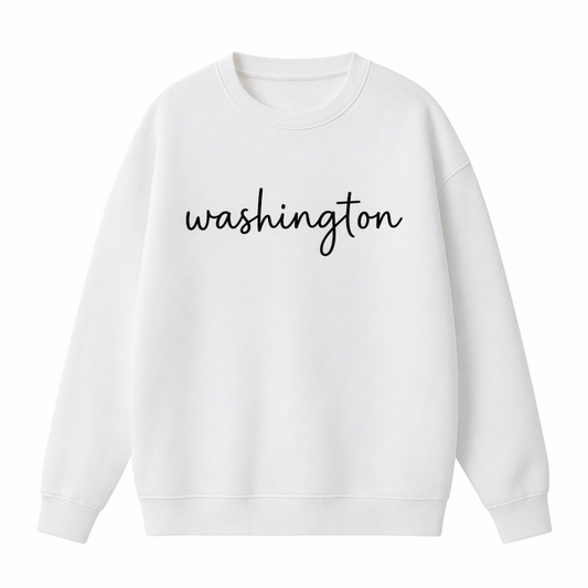 Collection 3 Washington Essential Heavyweight Crewneck Sweatshirt - White front