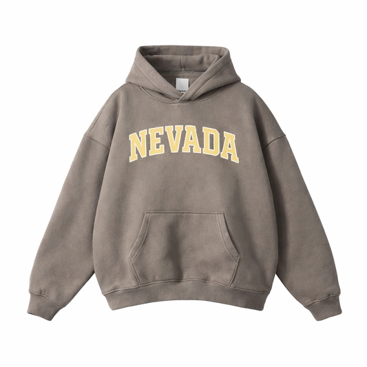 Collection 1 Nevada Oversize Fleeced Hoodie - Gray Coffee front