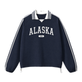 Collection 4 Alaska Contrast Striped Lapel Collar Sweatshirt - Royal Blue front