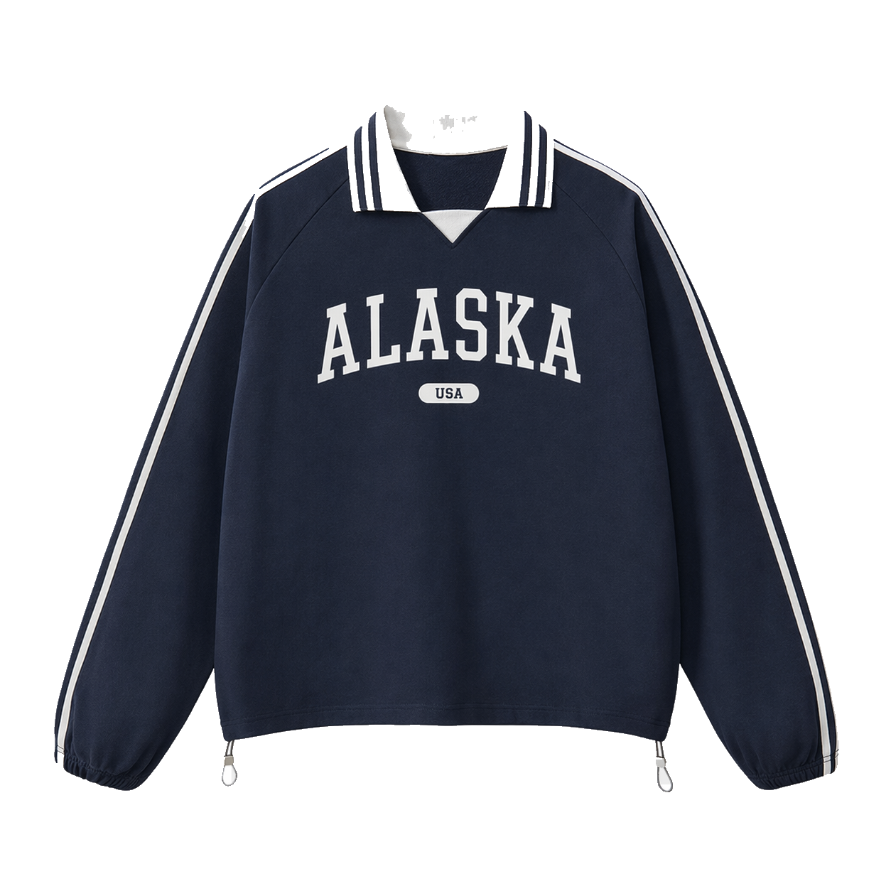 Collection 4 Alaska Contrast Striped Lapel Collar Sweatshirt - Royal Blue front
