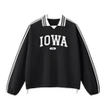 Collection 4 Iowa Contrast Striped Lapel Collar Sweatshirt - Black front
